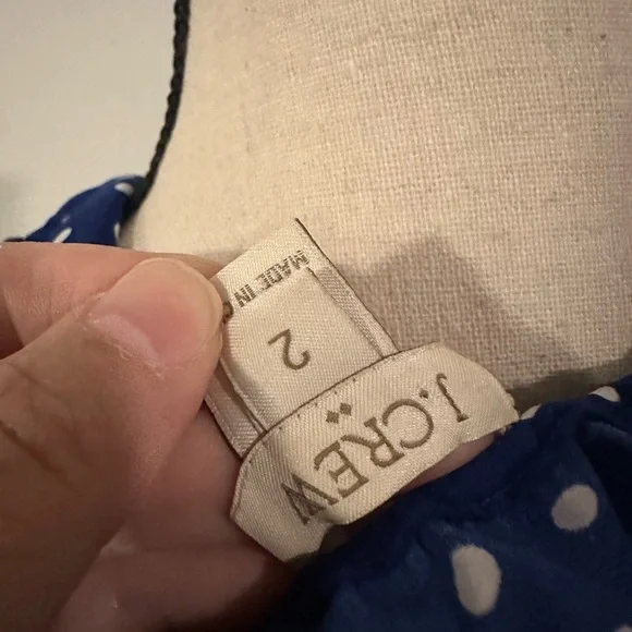 J. Crew Blue and White Tie Front Ruffled Blouse - Picture 7 of 7